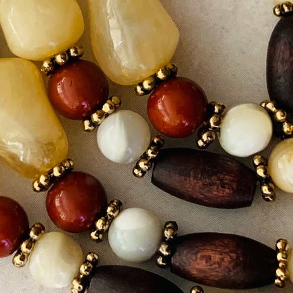 Monet Gold and Brown Beaded Necklace - Picture 2 of 5